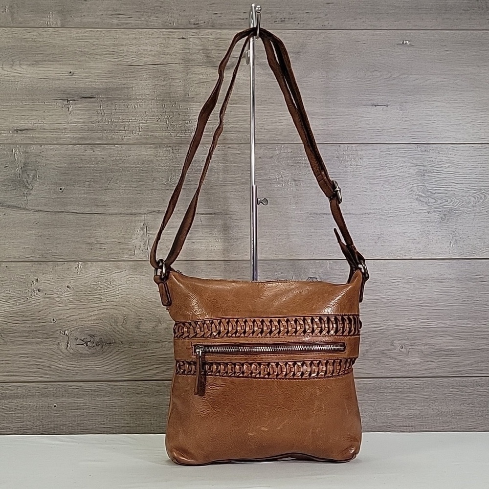 Anthropologie Vilencia Brown Leather Crossbody Shoulder Bag